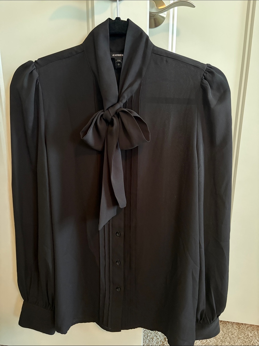 Express Black Bow-Neck Blouse
